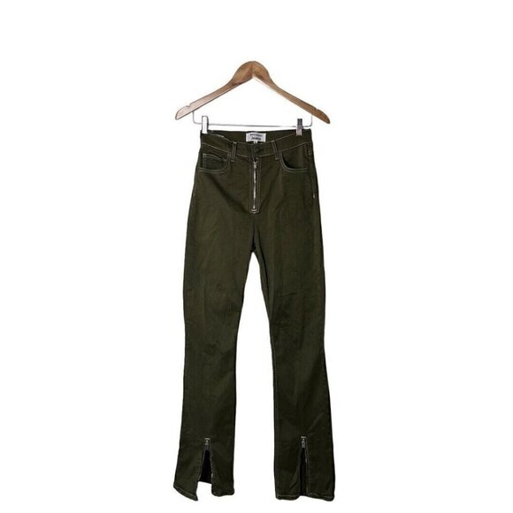 Reformation Denim - REFORMATION Toby Zip Front Ultra High Rise Bootcut Jeans Kalamata 26
